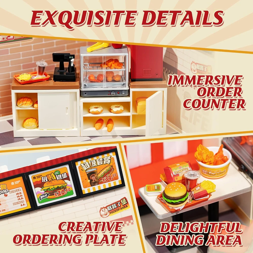 Robotime Mini namas 3D konstruktorius Yum Yum Burgers