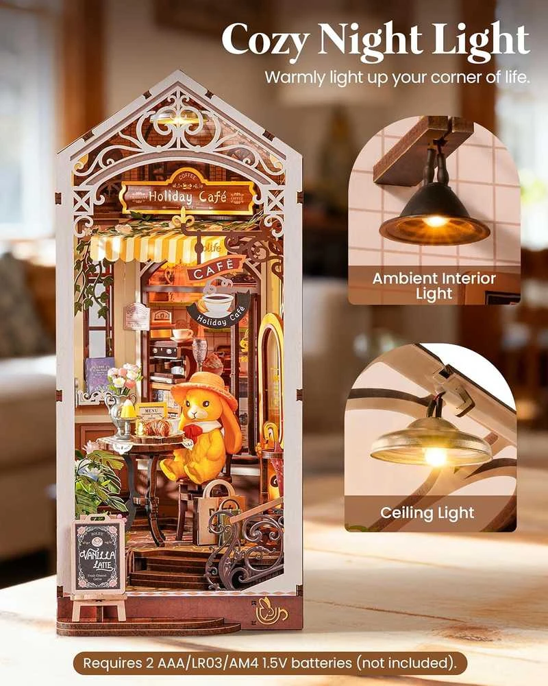 Robotime Mini namas 3D medinis konstruktorius Holiday Cafe