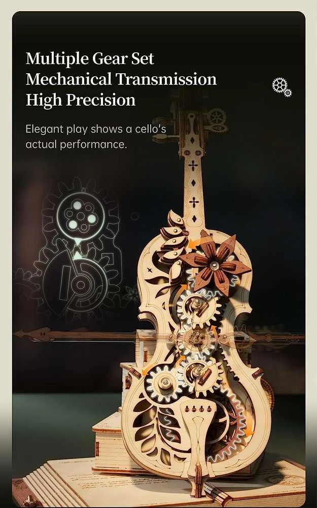 Robotime Muzikinis 3D medinis konstruktorius Magic Cello