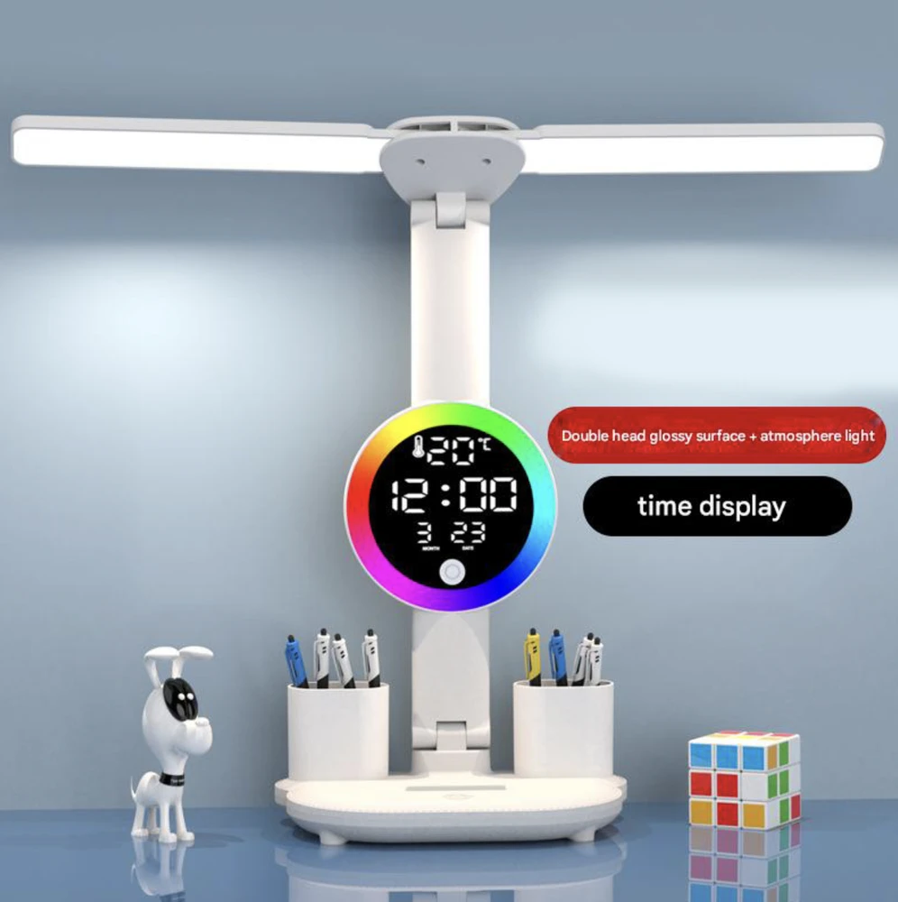 Stalinis LED šviestuvas su termometru, kalendoriumi, laikrodžiu ir RGB ekrano apšvietimu