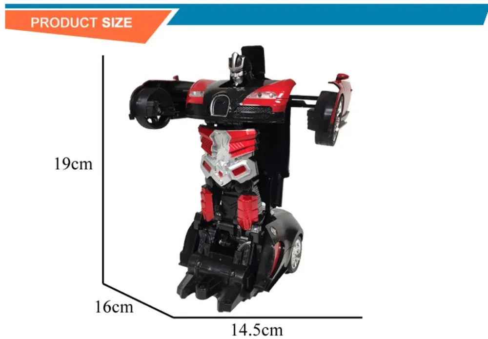 Transformuojamas nuotolinio valdymo automobilis - robotas 2 in 1 su LED šviesomis ir 360° drift funkcija (mėlynas)