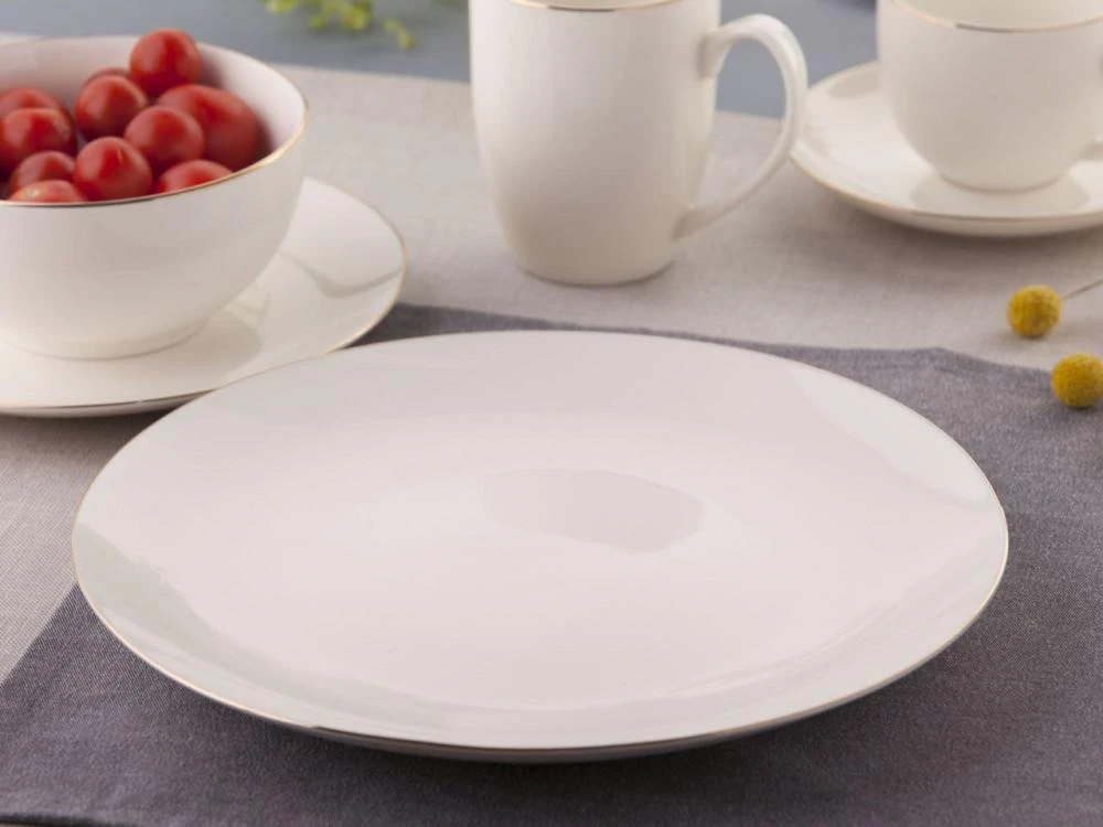 Lumarko Bella auksinis linijos pietų lėkštė 26 cm kreminio porceliano