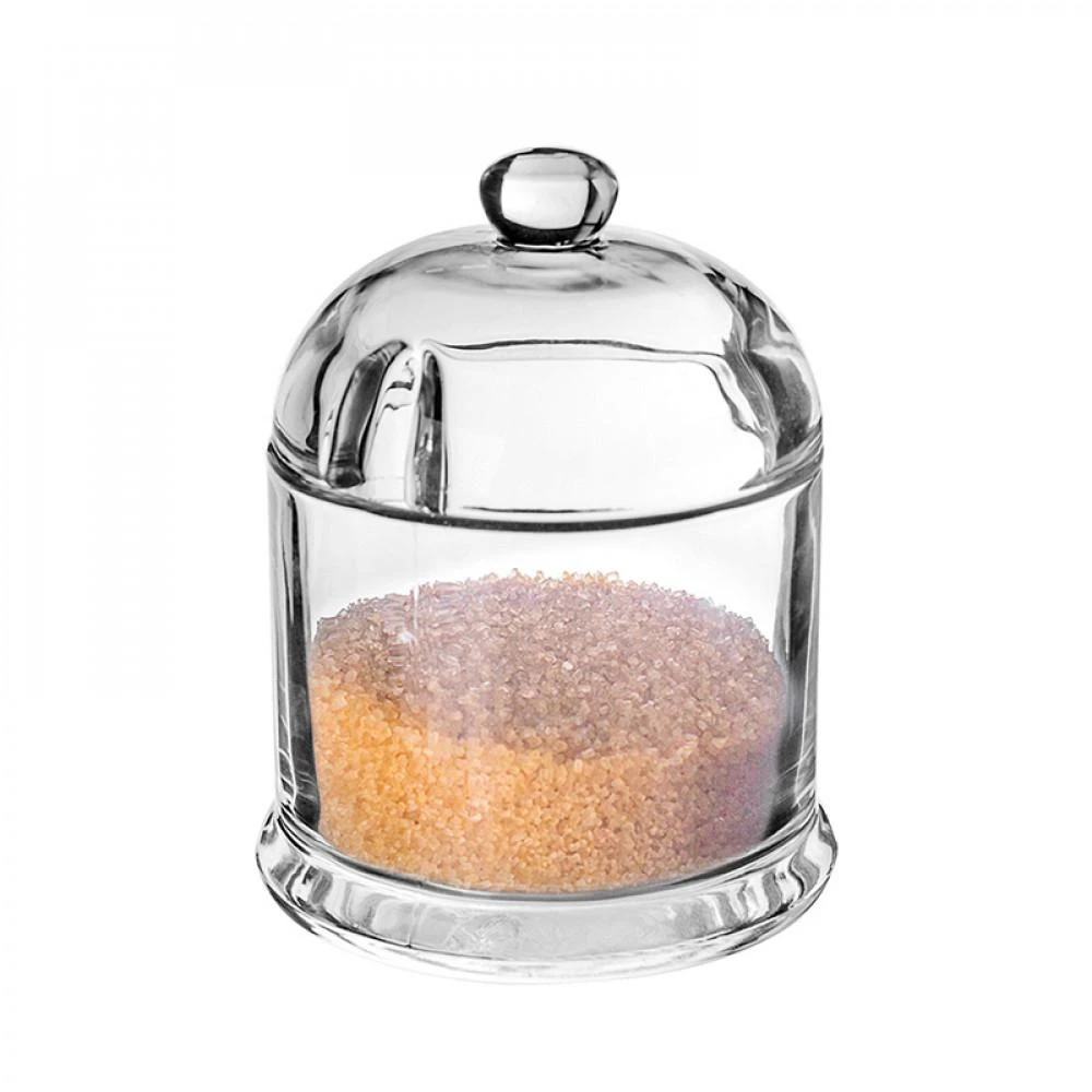 Glass sugar pot dia. 8,5 cm, h- 12 cm