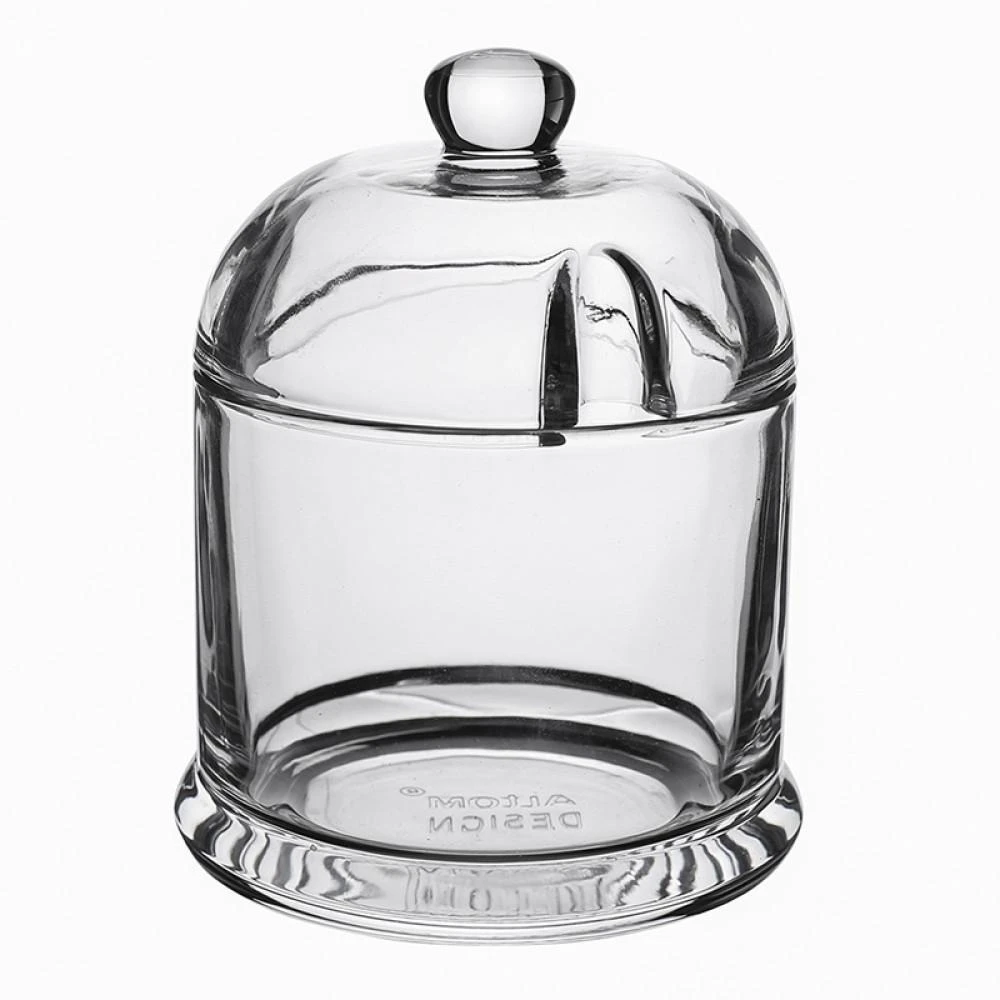 Glass sugar pot dia. 8,5 cm, h- 12 cm