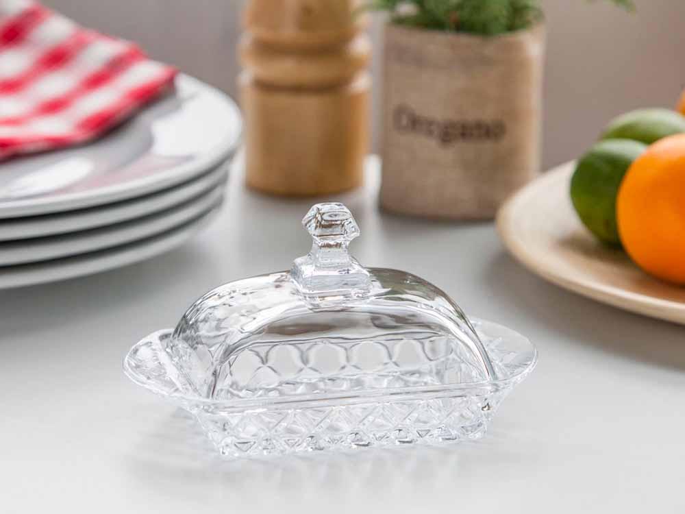Karo glass butter dish 17x11 cm