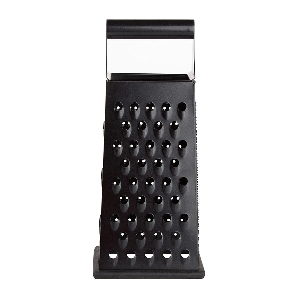 Rectangular 4-function metal grater, 24,5x10,5x7,5 cm, juodas