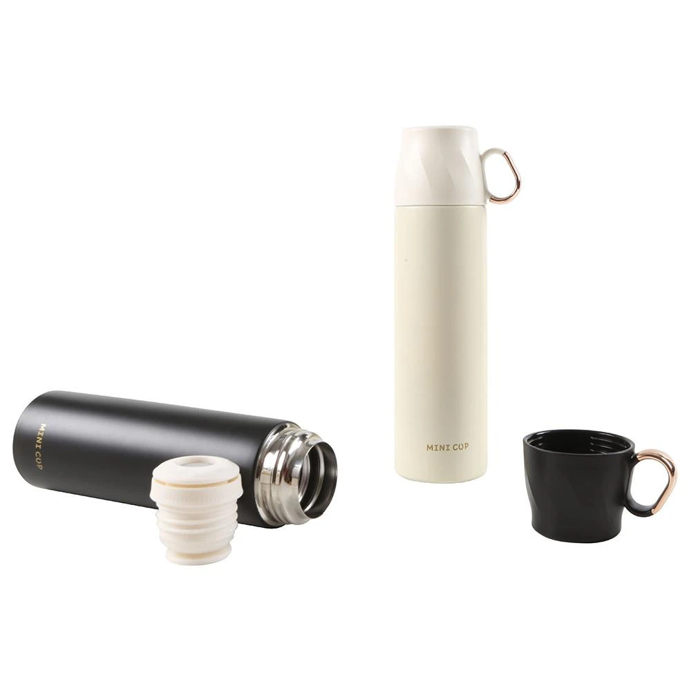 Thermos Termosas su puodelio formos dangteliu, 500 ml, baltas su auksiniu