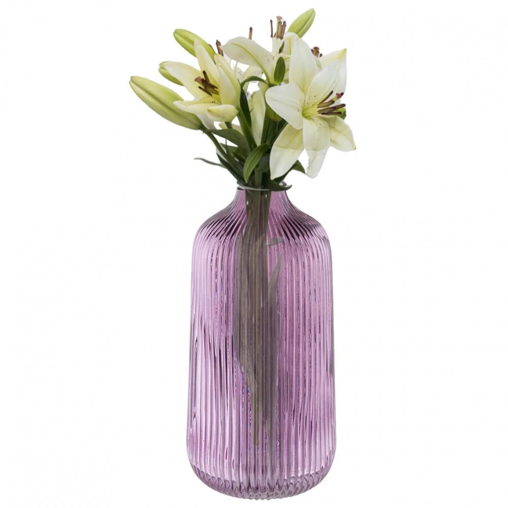 Glass vase h-21cm, violetinė (color box)