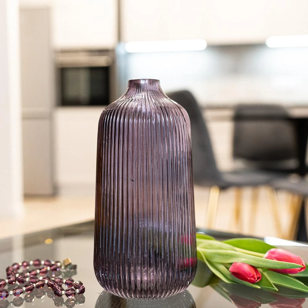 Glass vase h-21cm, violetinė (color box)