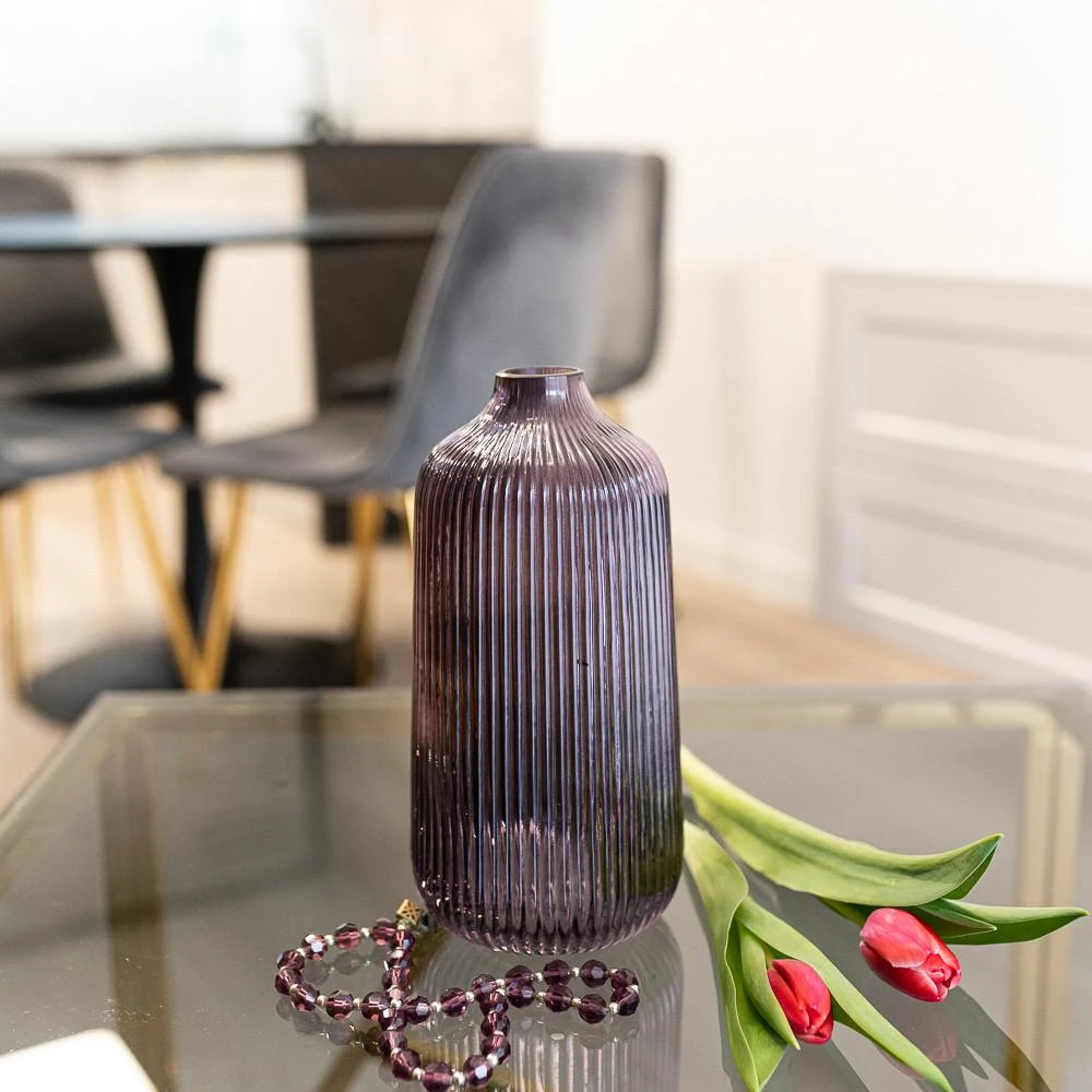 Glass vase h-21cm, violetinė (color box)
