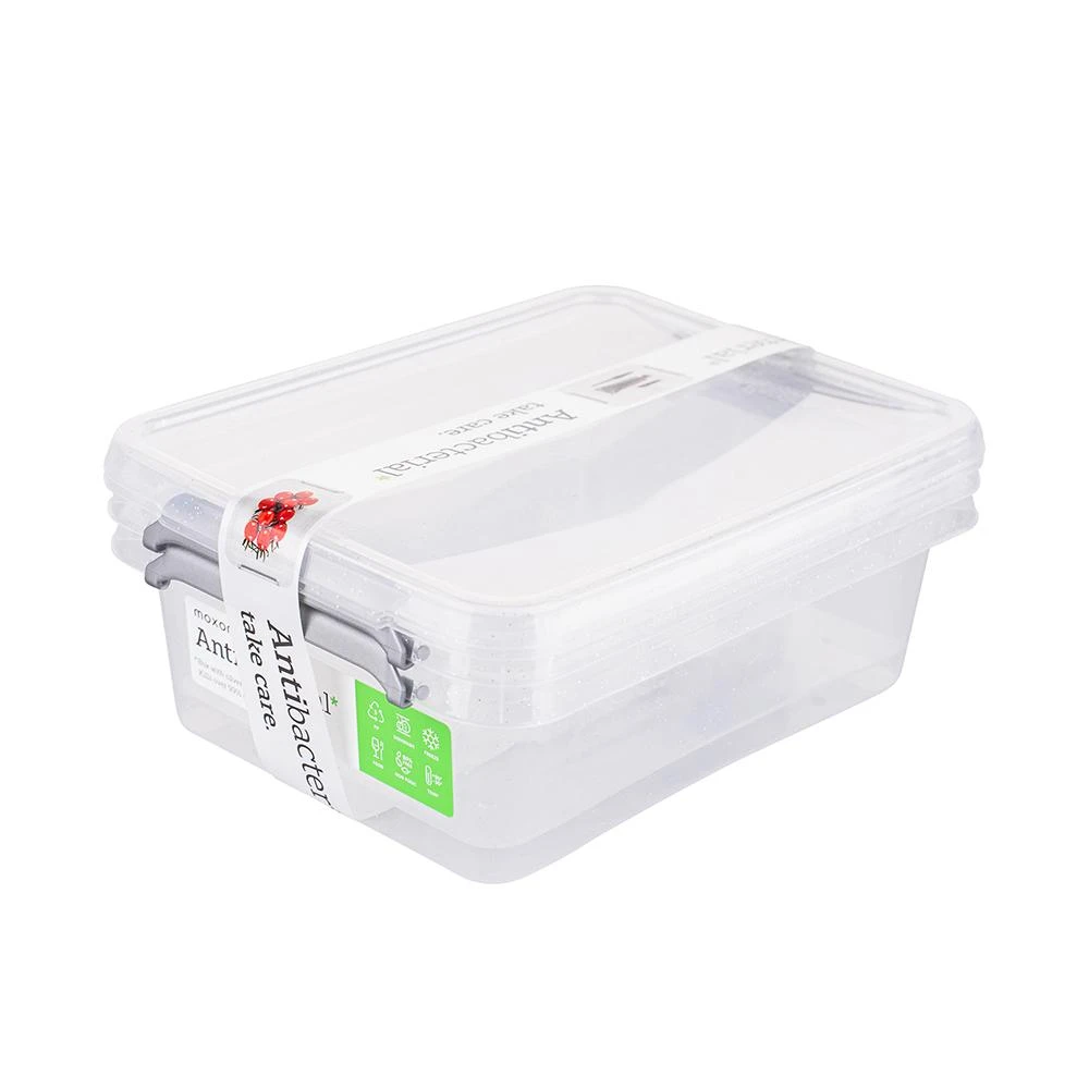 Orplast Antibakterinis 2 vnt. maisto indelių su sidabrino mikrodalelėmis, su dangteliu ir spaustukais rinkinys, 1,15 l