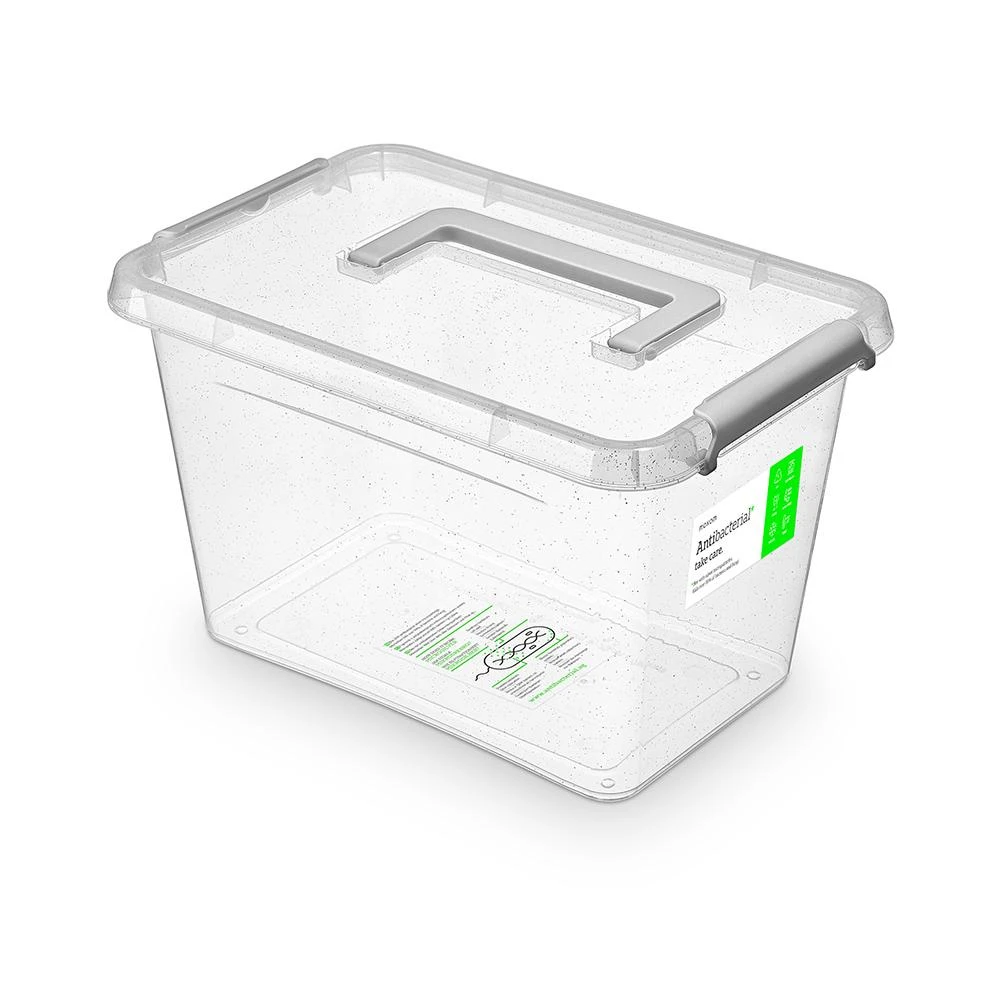 Orplast Antibakterinis laikymo indas su sidabrino mikrodalelėmis, su dangteliu ir rankena 29x20x18cm 6,5l (1333)