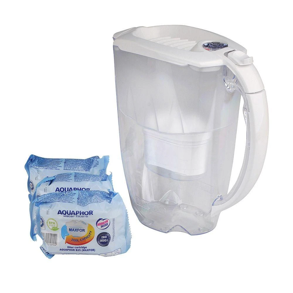 Ąsotis vandens valytuvas Aquaphor Amethyst 2,8l, su trimis filtrais B100-25 Maxfor, balta spalva