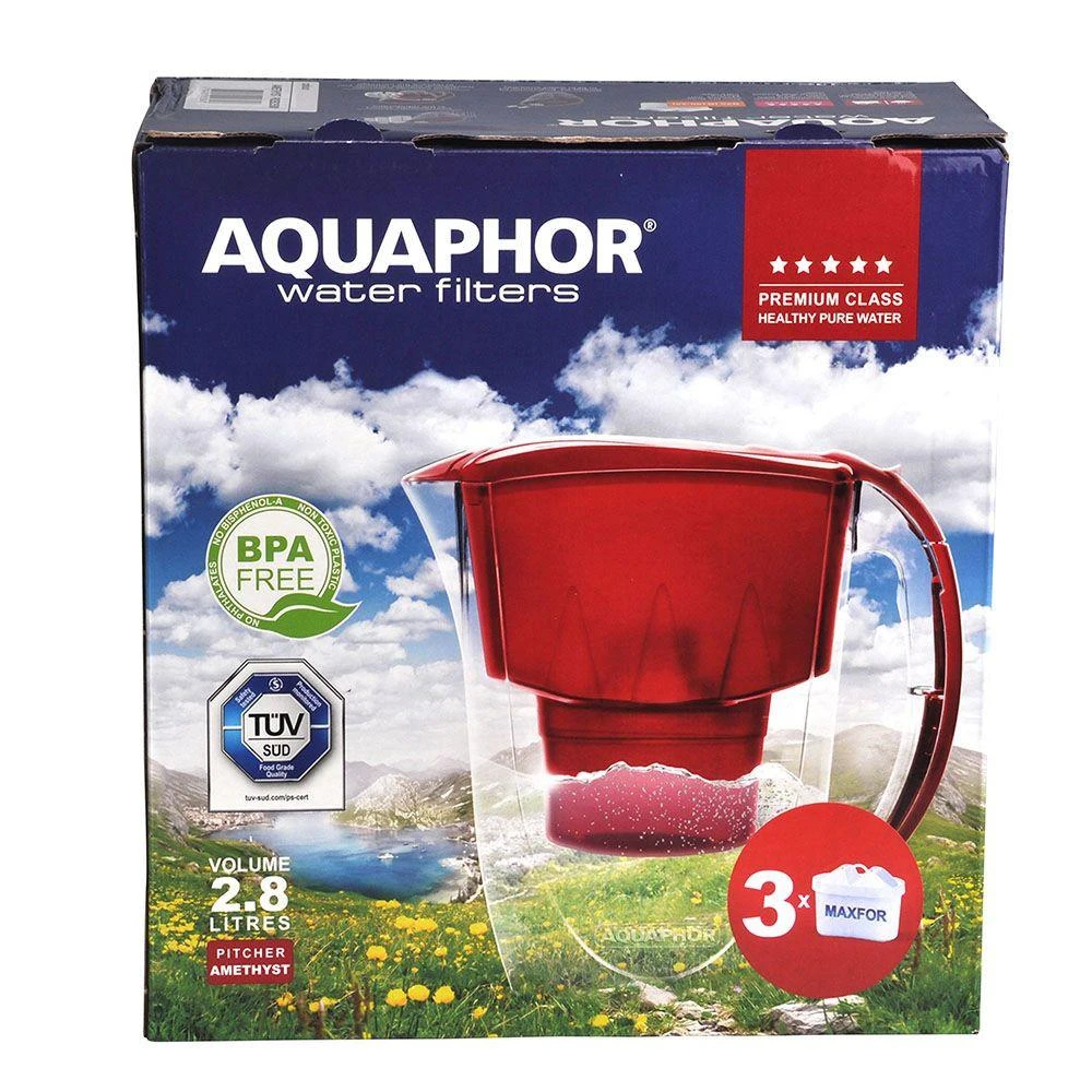 Ąsotis vandens valytuvas Aquaphor Amethyst 2,8l, su trimis filtrais B100-25 Maxfor, balta spalva