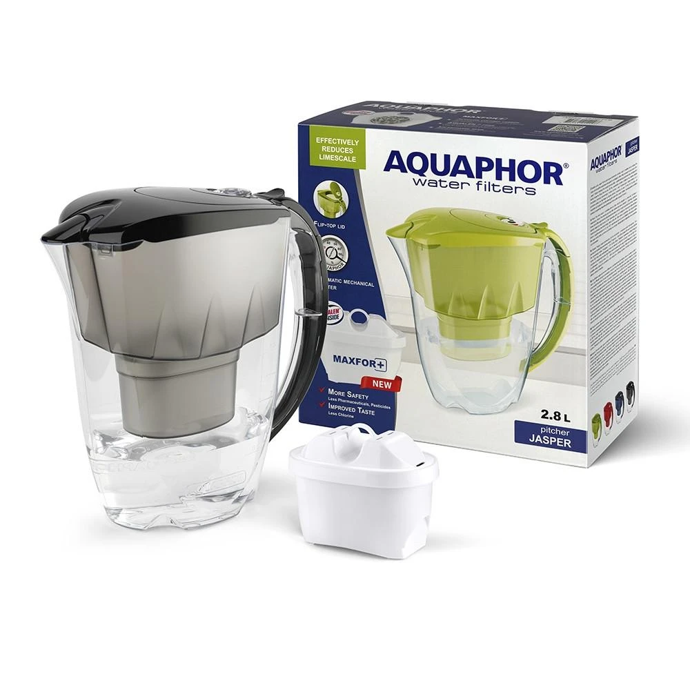 Ąsotis vandens valytuvas Aquaphor Jasper 2,8 l, su filtru B25 Maxfor, juoda spalva