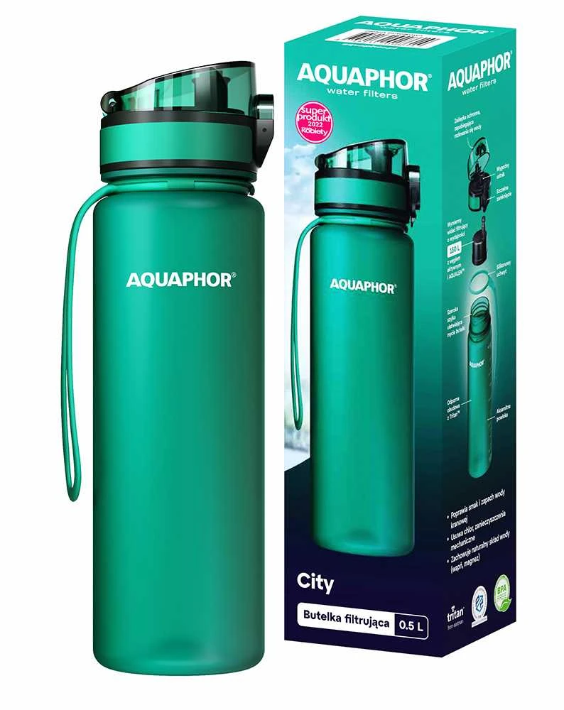 Gertuvė Aquaphor Buteliukas FILTRUJCA CITY 500ML BOTTLE Žalias