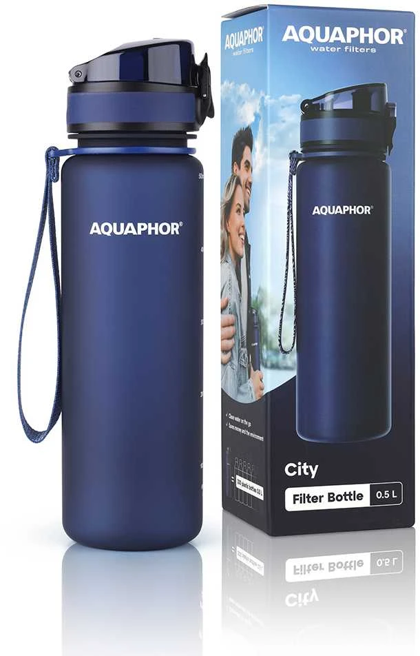 Gertuvė Filtras-butelis Aquaphor City, 500 ml, tamsiai mėlyna