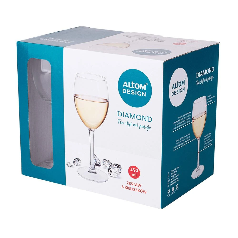 Royal Leerdam Deimantinis 6 baltų vyno taurių rinkinys, 250 ml