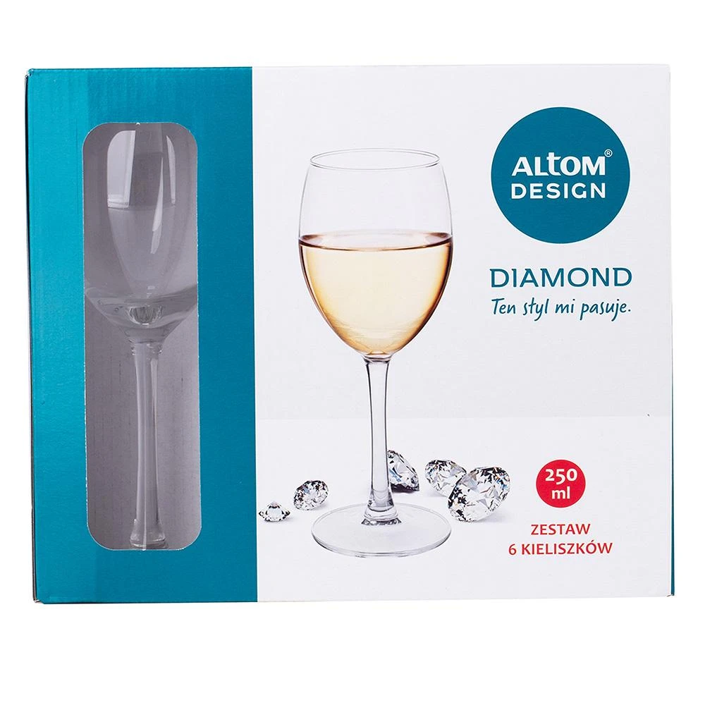 Royal Leerdam Deimantinis 6 baltų vyno taurių rinkinys, 250 ml