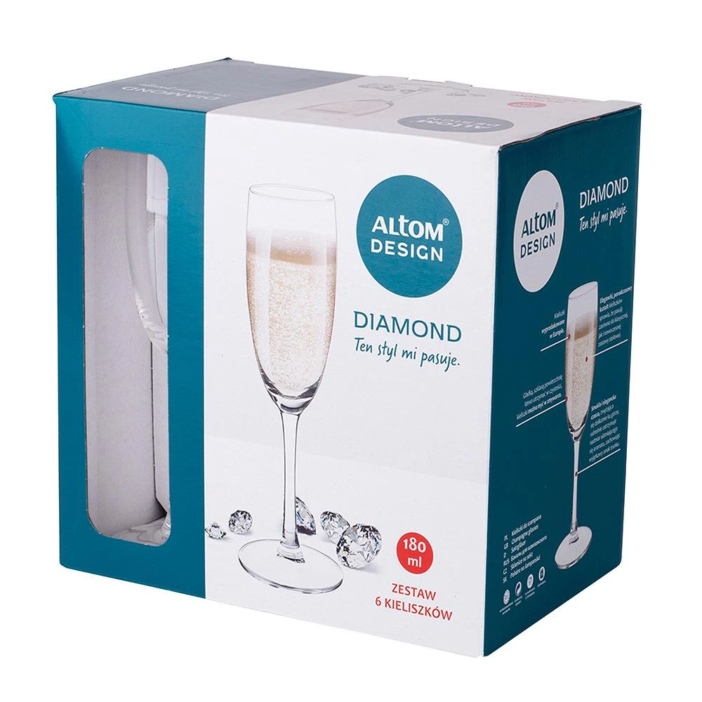 Diamond Deimantinis šampano taurių rinkinys, 6 vnt., 180 ml