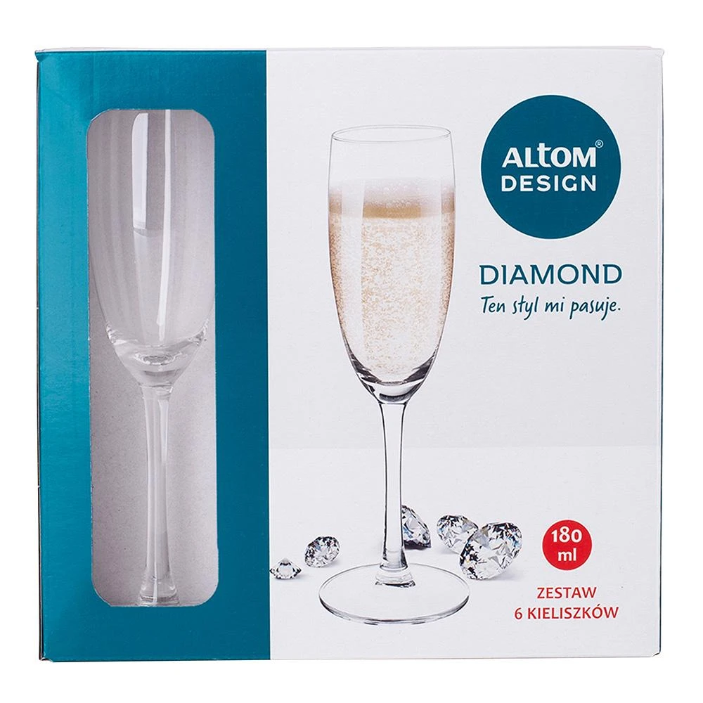 Diamond Deimantinis šampano taurių rinkinys, 6 vnt., 180 ml