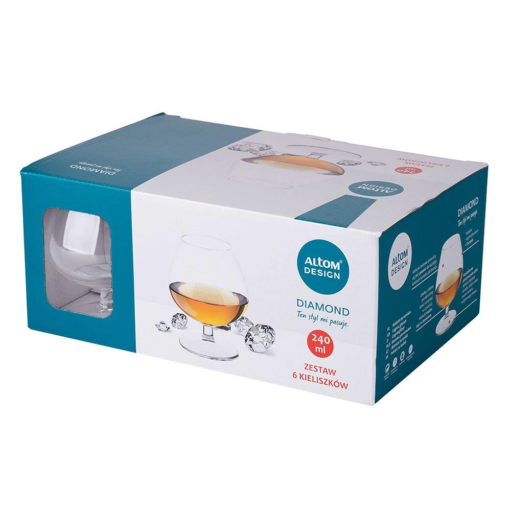 Royal Leerdam Diamond Deimantinis 6 brendžio stiklinių rinkinys, 240 ml
