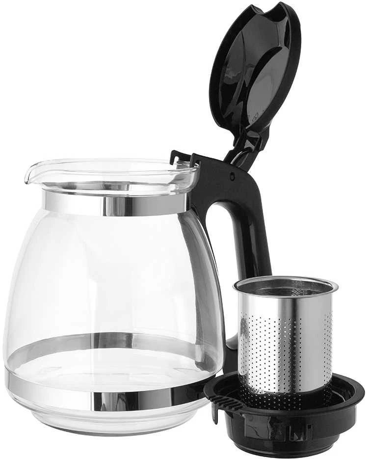 Juodas stiklinis arbatinukas 1,5 l su filtru