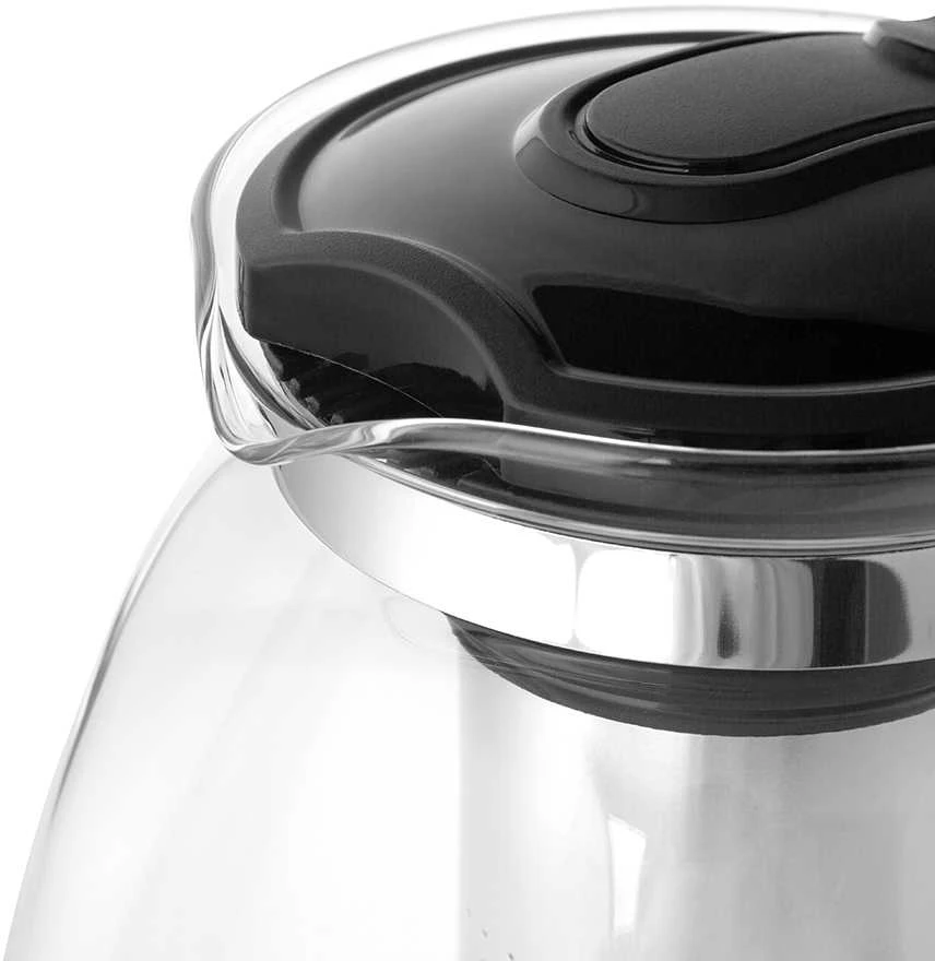 Juodas stiklinis arbatinukas 1,5 l su filtru