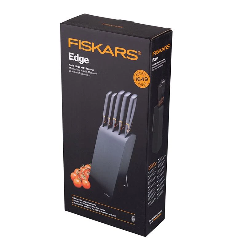 Fiskars Peilių rinkinys Edge 5 peiliai+stovas 1003099