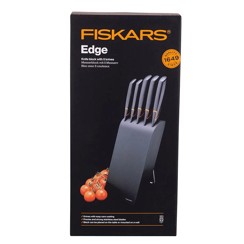 Fiskars Peilių rinkinys Edge 5 peiliai+stovas 1003099