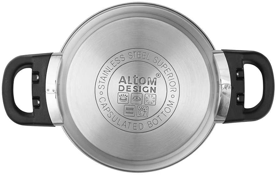 MTM Steel Emilio nerūdijančio plieno puodas, 1,9 l, 18 cm, su stikliniu dangčiu