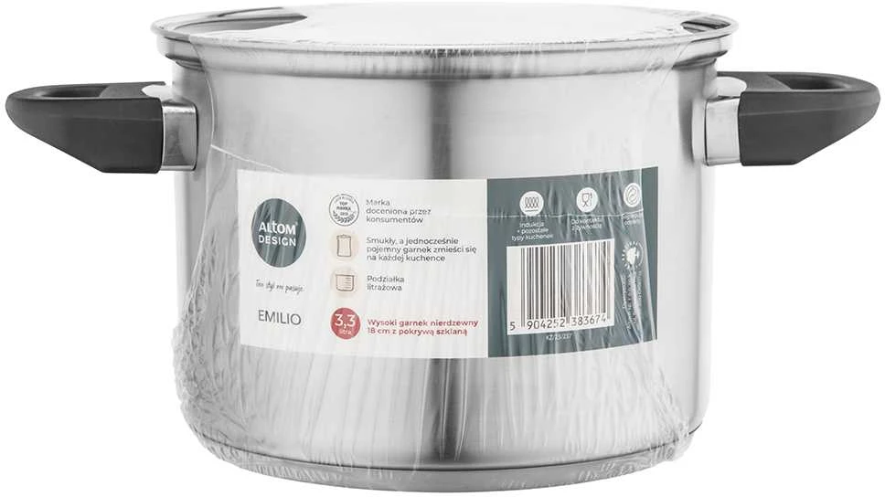 Emilio stainless steel casserole 18cm su dangčiu 3,3L