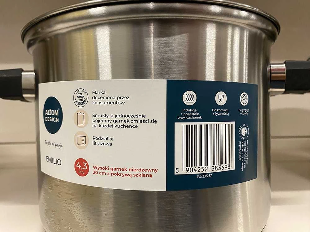 Emilio stainless steel casserole 20 cm su dangčiu 4,3L