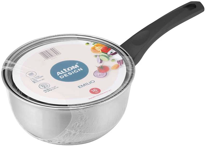 Puodas su rankena ir dangteliu, dujų indukcija, Altom Design Emilio puodas, 1,2 l