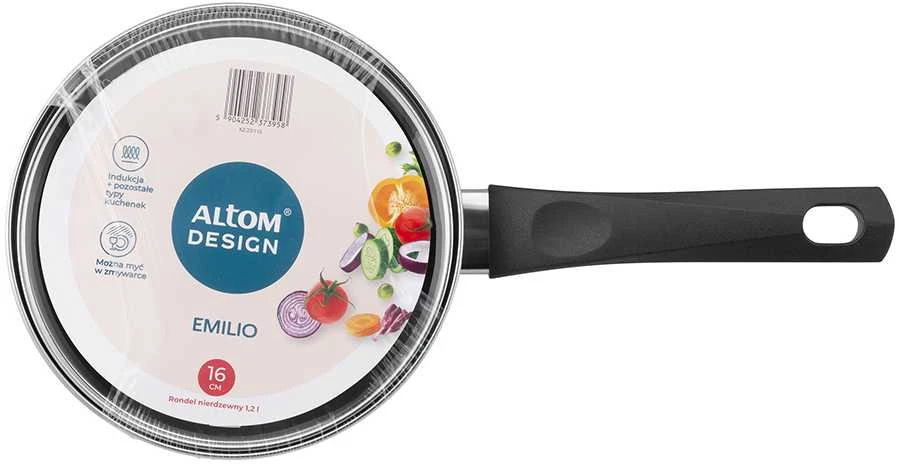 Puodas su rankena ir dangteliu, dujų indukcija, Altom Design Emilio puodas, 1,2 l