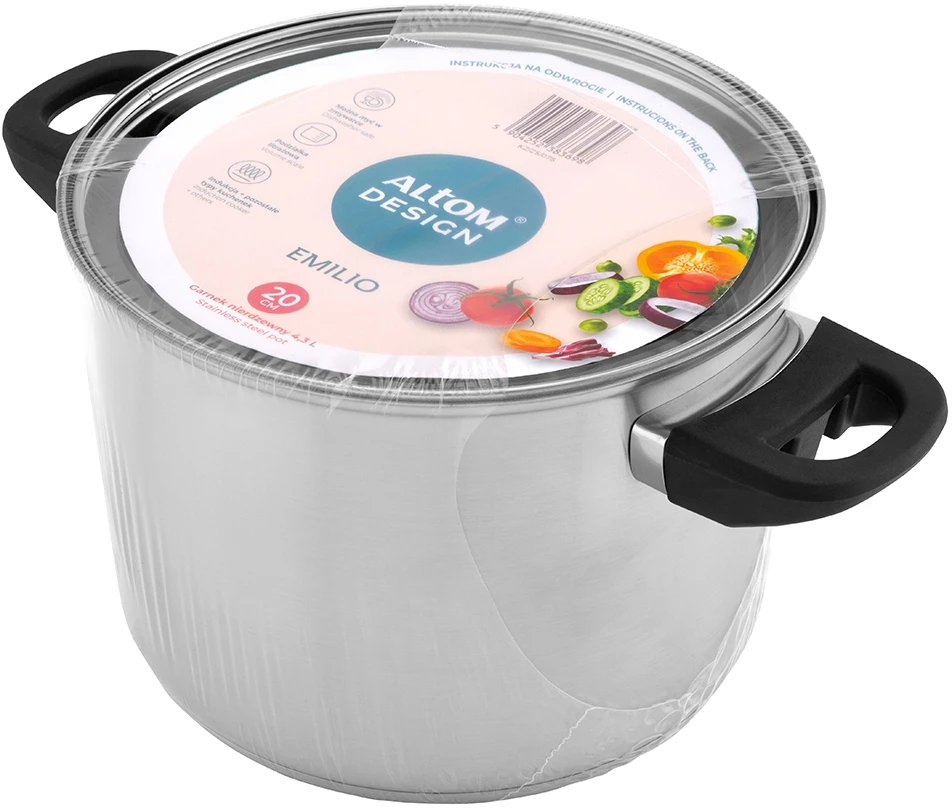 Emilio stainless steel casserole 20 cm su dangčiu 4,3L