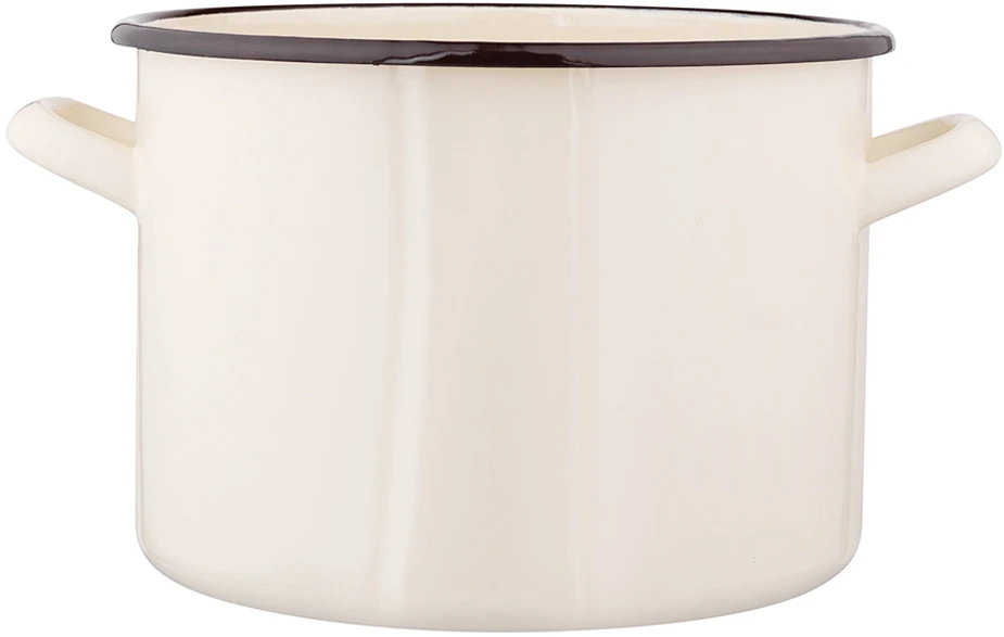 Altom Design Emaliuotas tiesus puodas, 5,8 l; skersmuo 22 cm; aukštis 16 cm, kreminės spalvos
