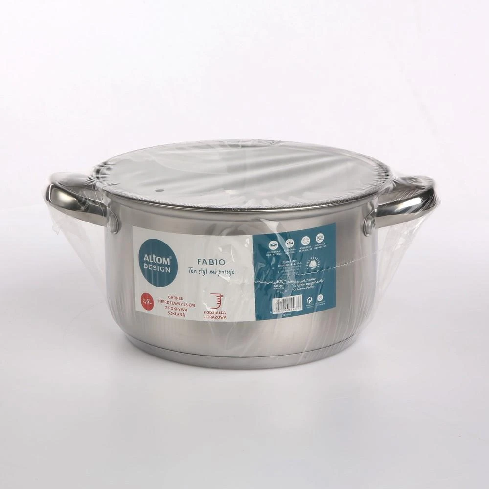 Fabio stainless steel casserole 18cm 2,6 L su dangčiu