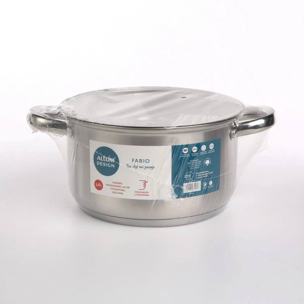Fabio stainless steel casserole 20cm 3,6 L su dangčiu