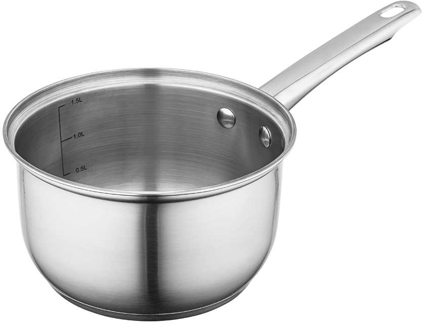 FABIO NERŪDIJANČIO PLIENO PUODAS SU RANKENA ir dangčiu 1,9L. 16CM