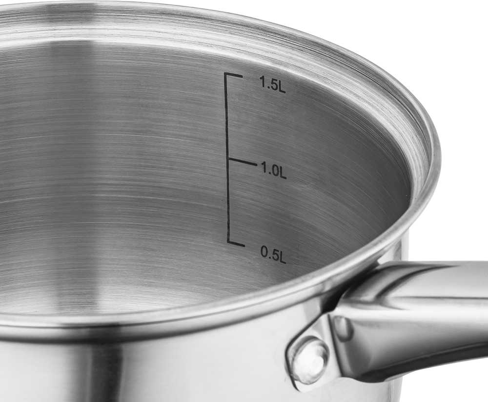 FABIO NERŪDIJANČIO PLIENO PUODAS SU RANKENA ir dangčiu 1,9L. 16CM
