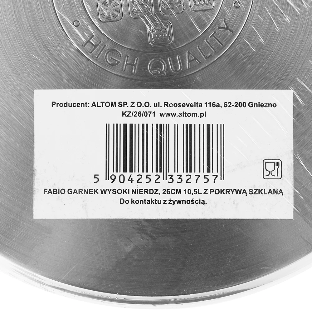 Fabio stainless steel stock puodas 26 cm su dangčiu 10,5 L