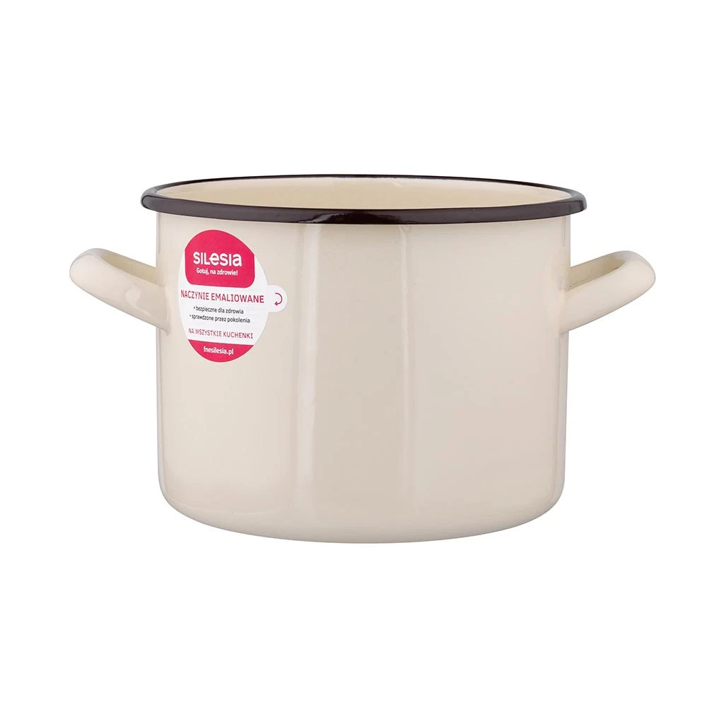 Altom Design Emaliuotas tiesus puodas, 3,3 l; skersmuo 18 cm; aukštis 14 cm, kreminės spalvos