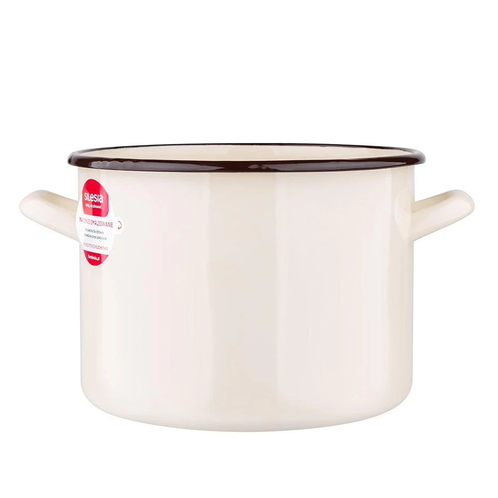 Altom Design Emaliuotas tiesus puodas, 4,4 l; skersmuo 20 cm; aukštis 1,5 cm, kreminės spalvos