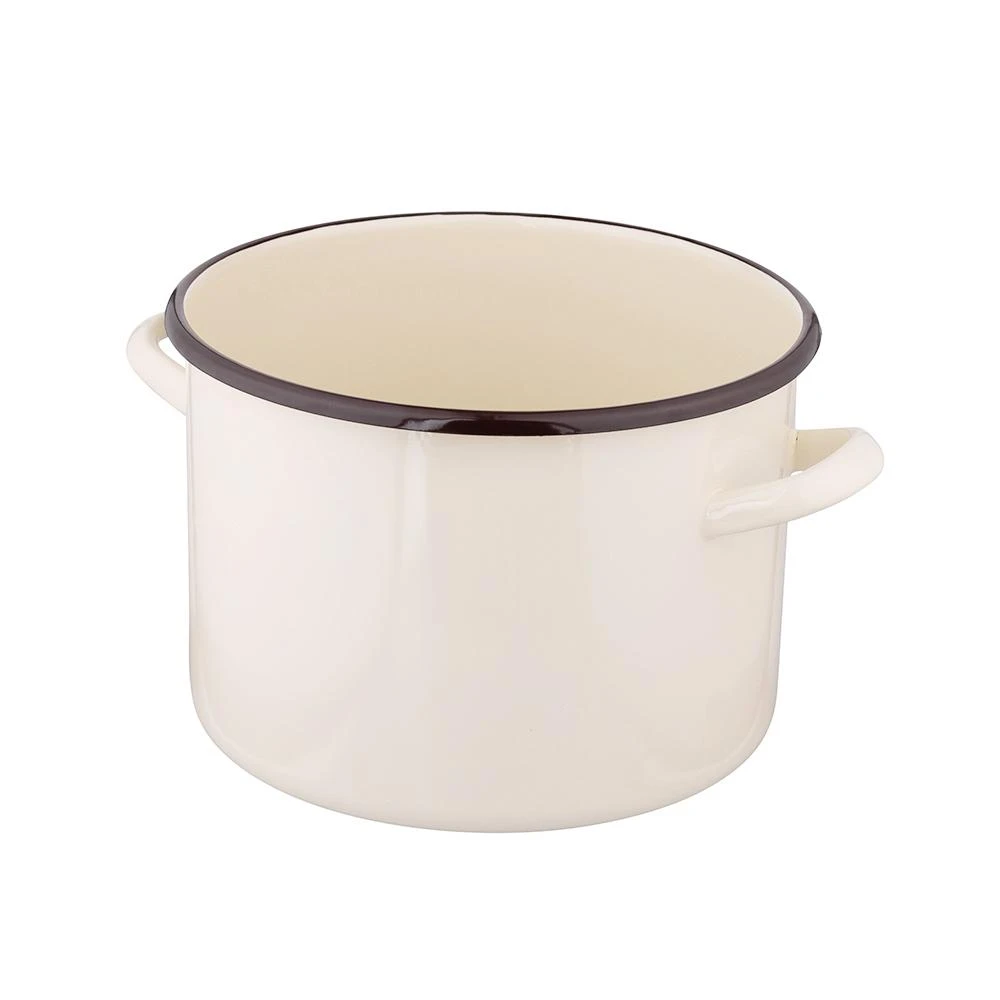 Altom Design Emaliuotas tiesus puodas, 5,8 l; skersmuo 22 cm; aukštis 16 cm, kreminės spalvos
