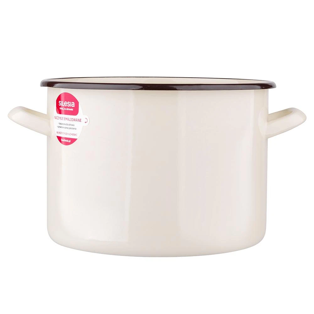 Altom Design Emaliuotas tiesus puodas, 5,8 l; skersmuo 22 cm; aukštis 16 cm, kreminės spalvos