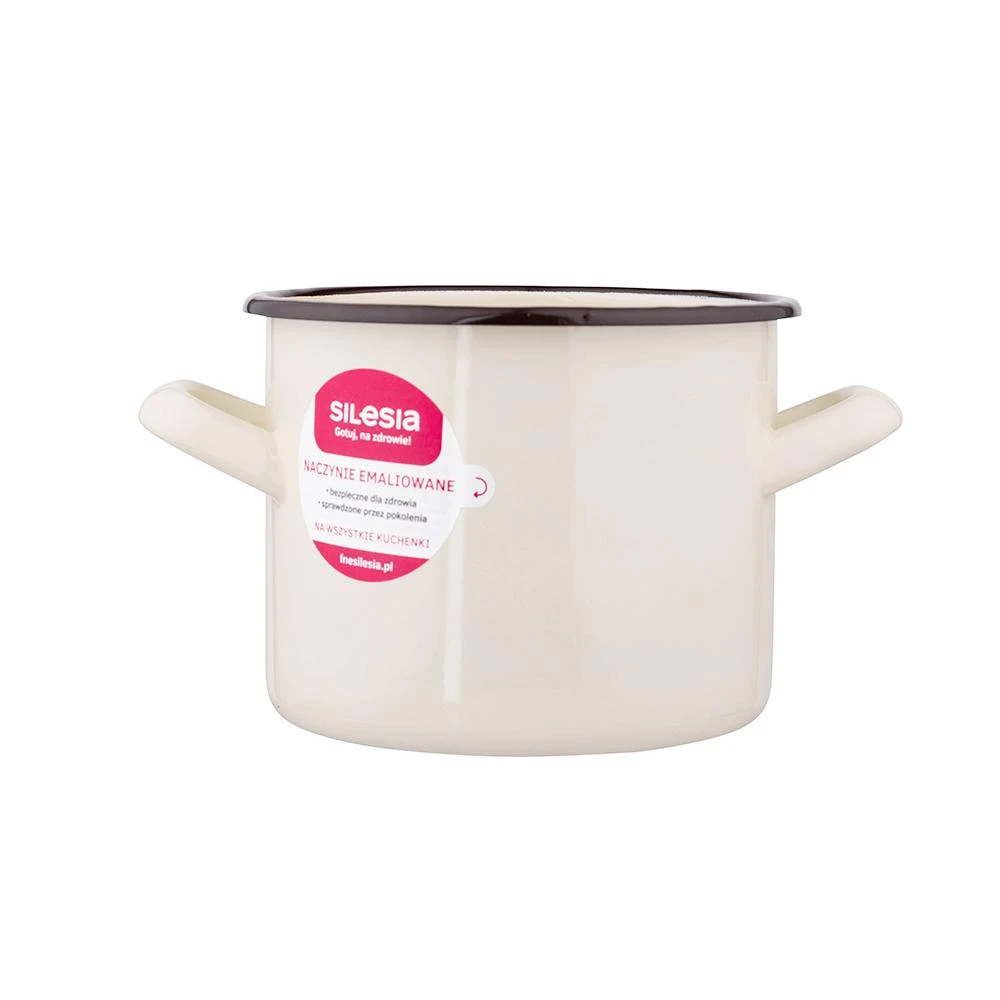 Altom Design Emaliuotas tiesus puodas, 1,5 l; skersmuo 14 cm; aukštis 11 cm, kreminės spalvos