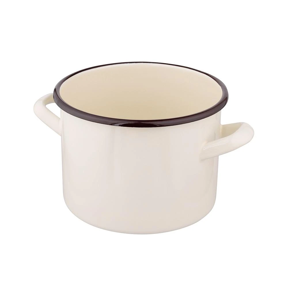 Altom Design Emaliuotas tiesus puodas, 2,2 l; skersmuo 16 cm; aukštis 12 cm, kreminės spalvos