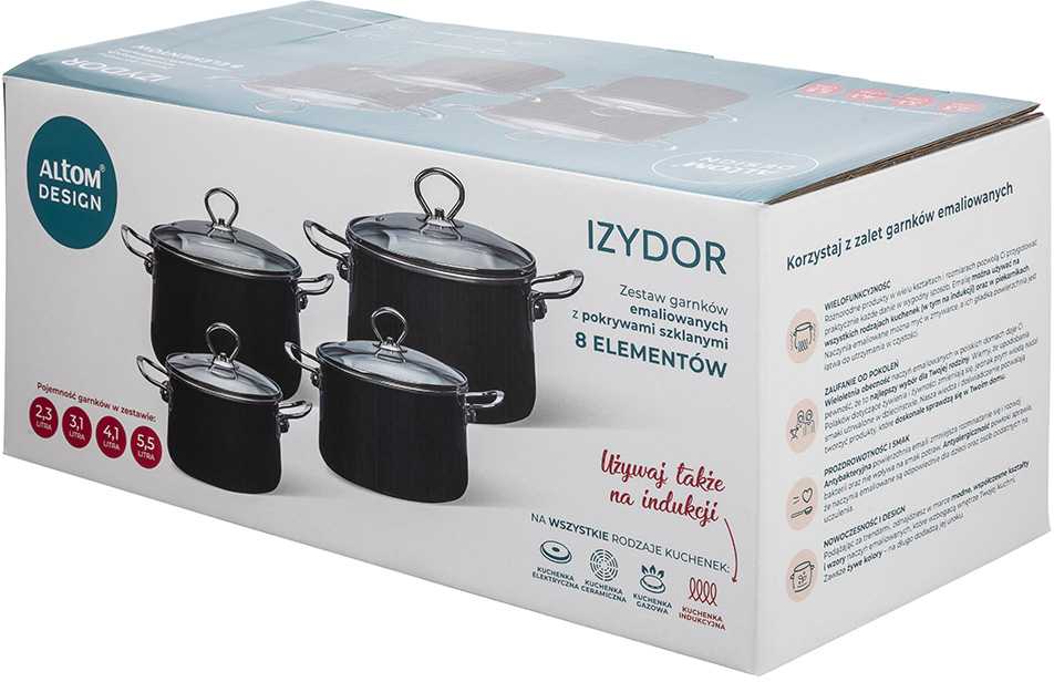 Izydor 8 dalių virtuvės reikmenų rinkinys, juodas