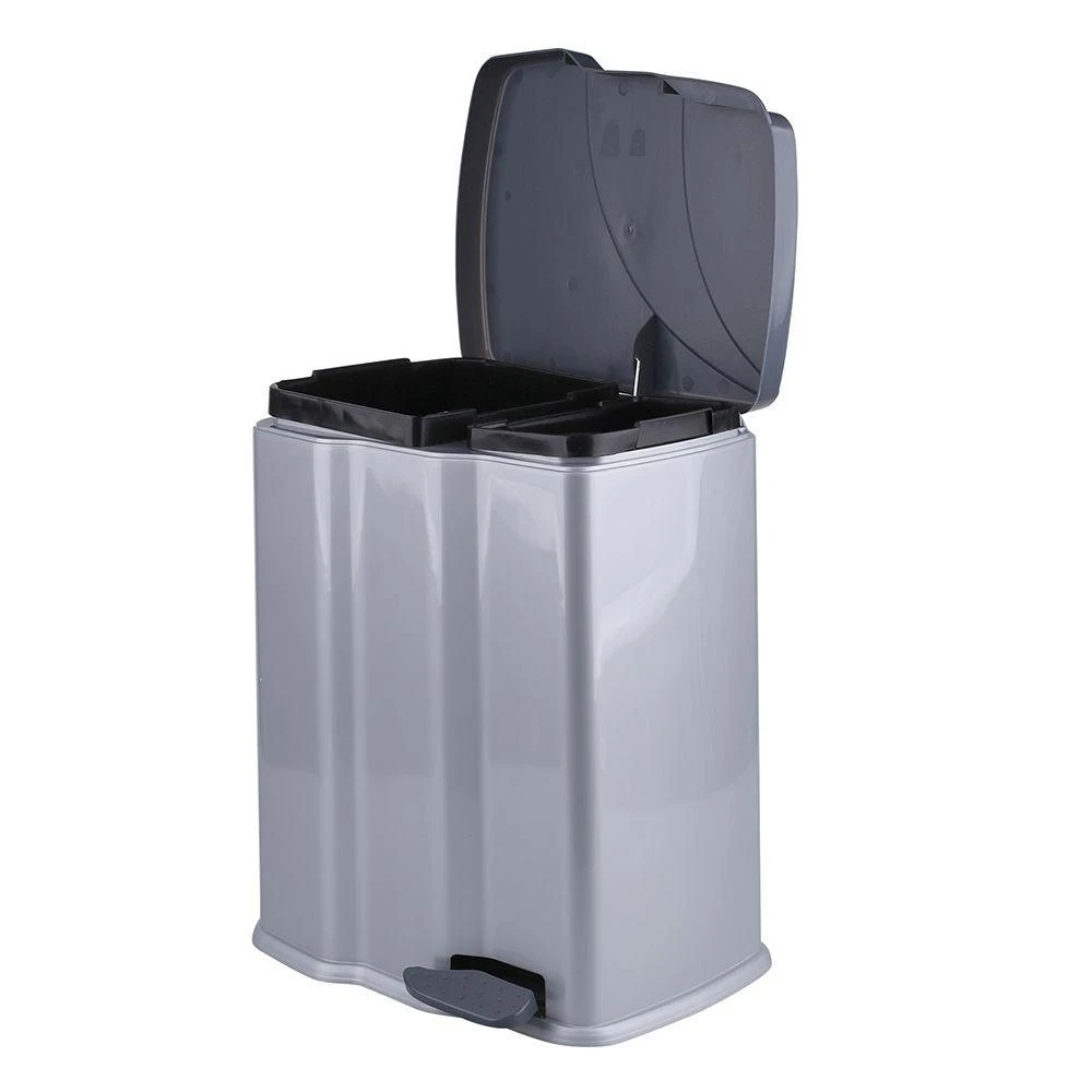 Šiukšliadėžė KEEEPER Gunnar, su pedalu, 7 L + 15 L, pilka sp.